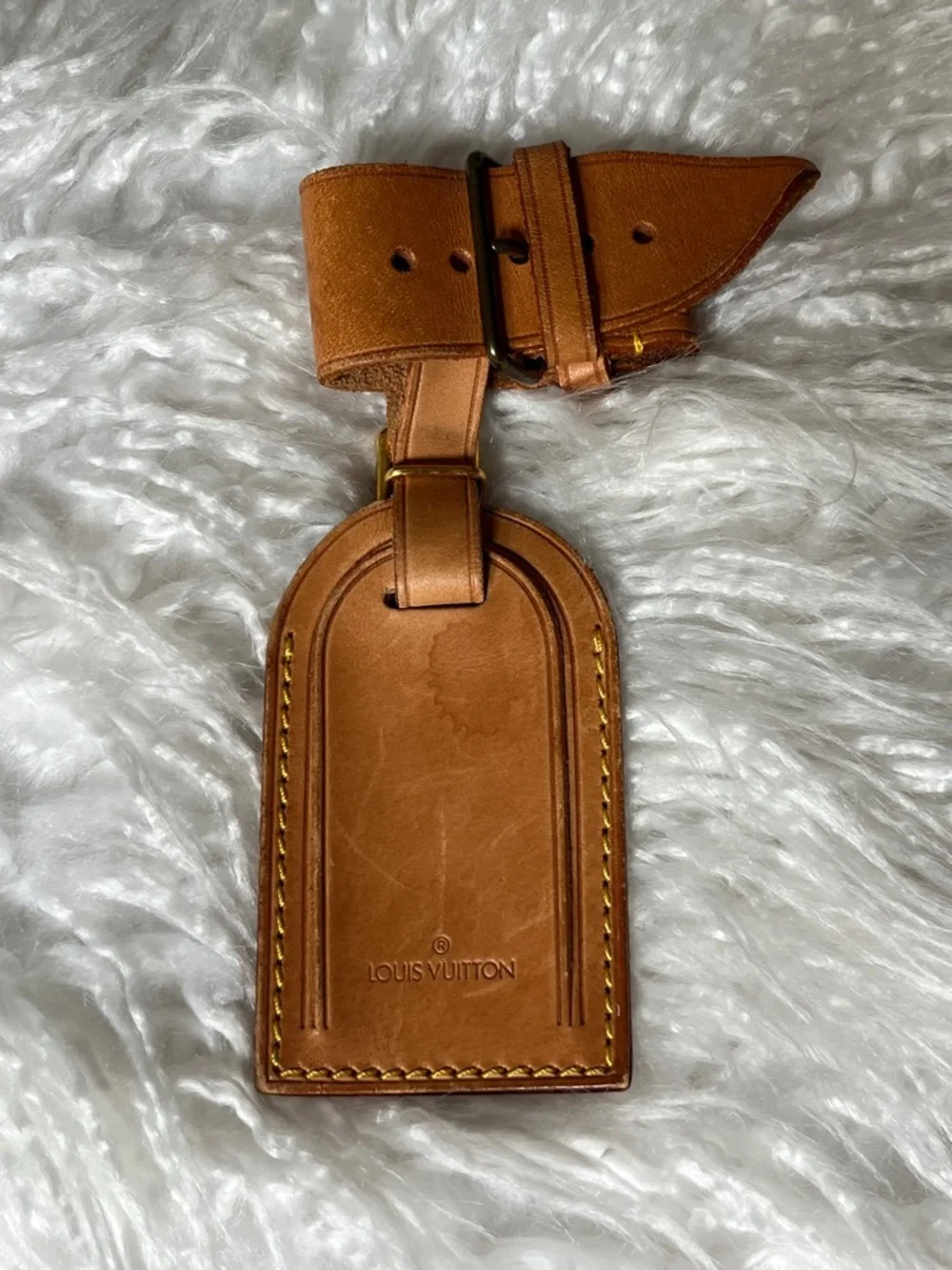 Louis Vuitton Brown Leather Luggage Tag with Strap